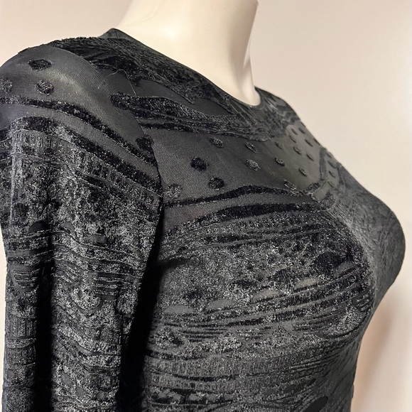 Cosabella Bodysuit Burnout Velvet Med Black Lace Sheer Mesh Textured Sexy Italy - Picture 4 of 14